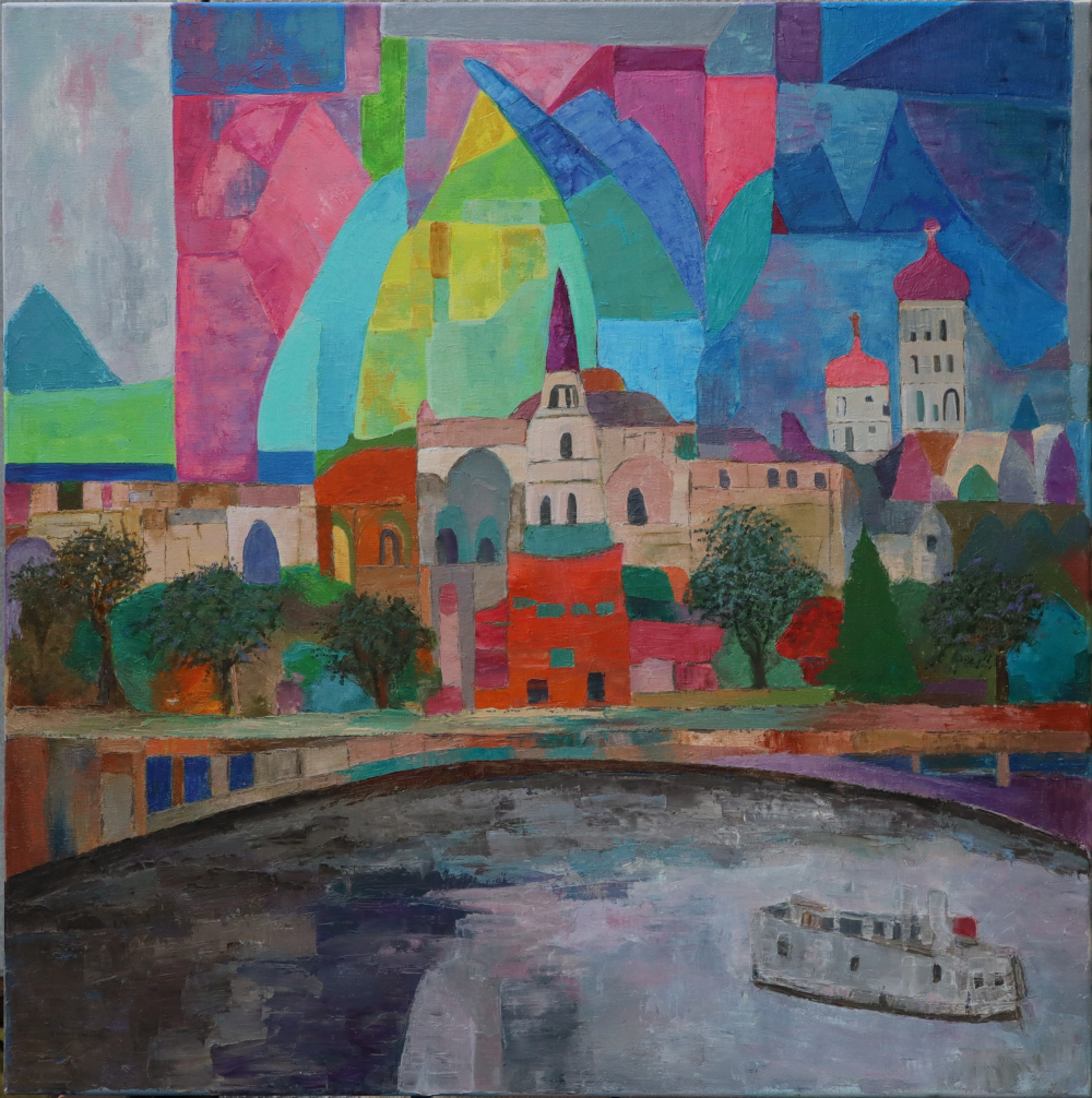 Город витраж I (холст, масло, 95х95 см)